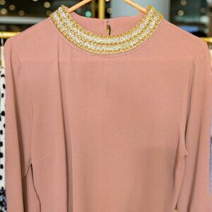Moa Moa Embellished Mock Neck Blouse